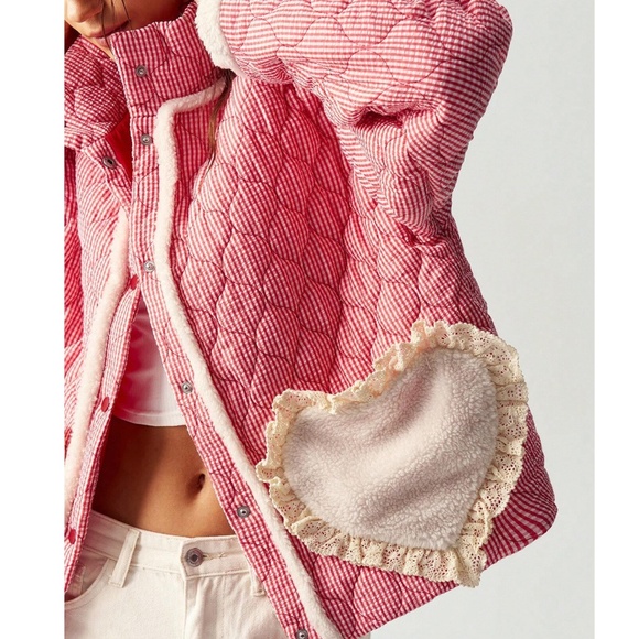 Cozy Colorful Quilted Lace Snap Button Puffer Coat Jacket - Picture 3 of 6